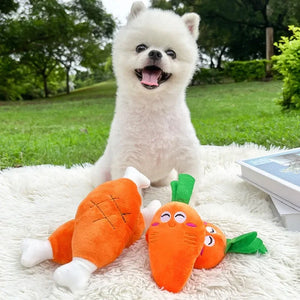 Squeaky Carrot Dog Toy - GoPoofy