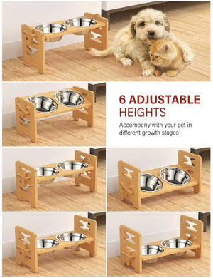 Bamboo Dog Bowl Stand - GoPoofy