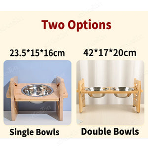 Bamboo Dog Bowl Stand - GoPoofy