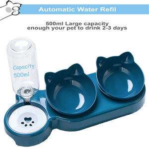 2-in-1 Tilted Pet Feeder with Water Bottle - GoPoofy