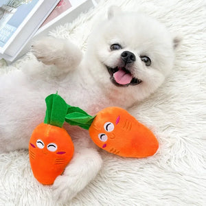 Squeaky Carrot Dog Toy - GoPoofy
