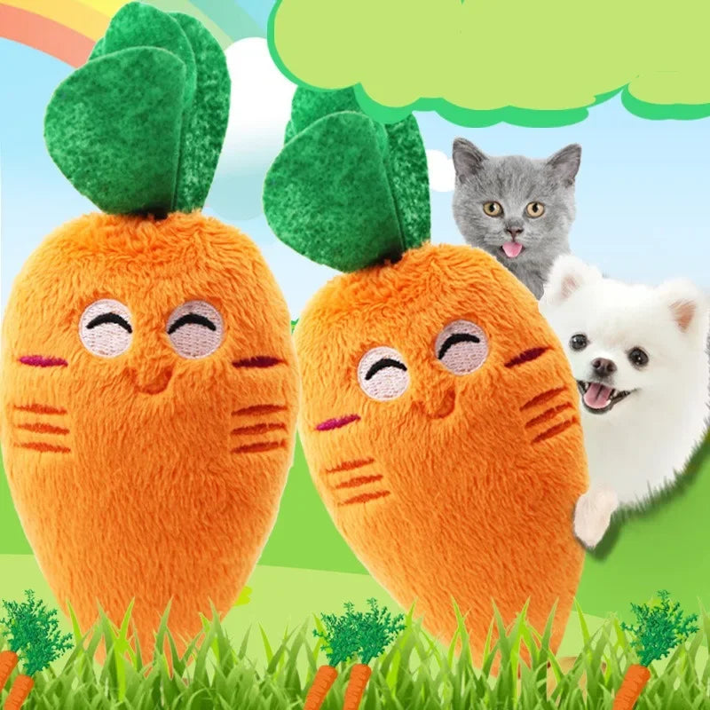 Squeaky Carrot Dog Toy - GoPoofy