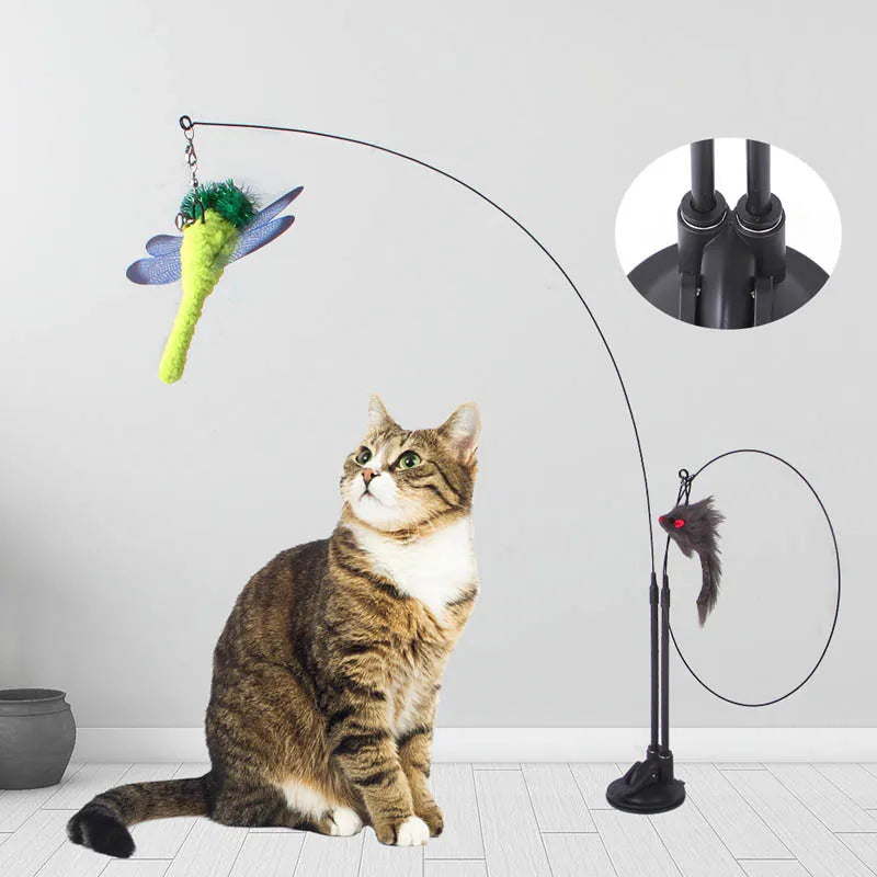 Interactive Cat Toy with Feather & Bell - GoPoofy