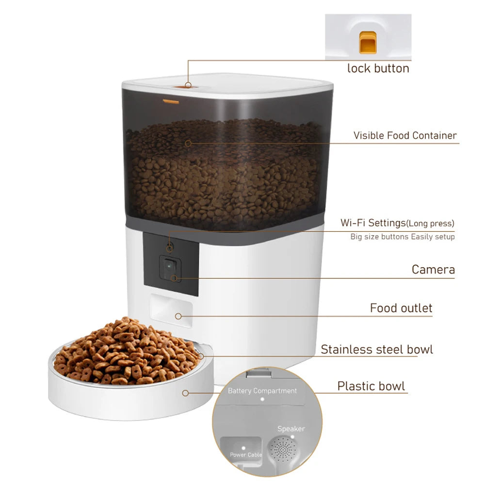 Smart Pet Feeder with Camera - 4L Automatic Dispenser - GoPoofy