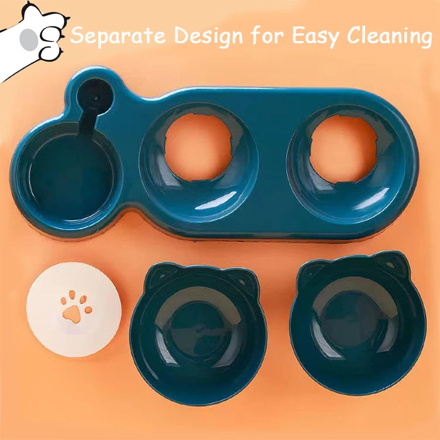 2-in-1 Tilted Pet Feeder with Water Bottle - GoPoofy