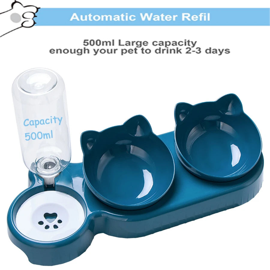 2-in-1 Tilted Pet Feeder with Water Bottle - GoPoofy