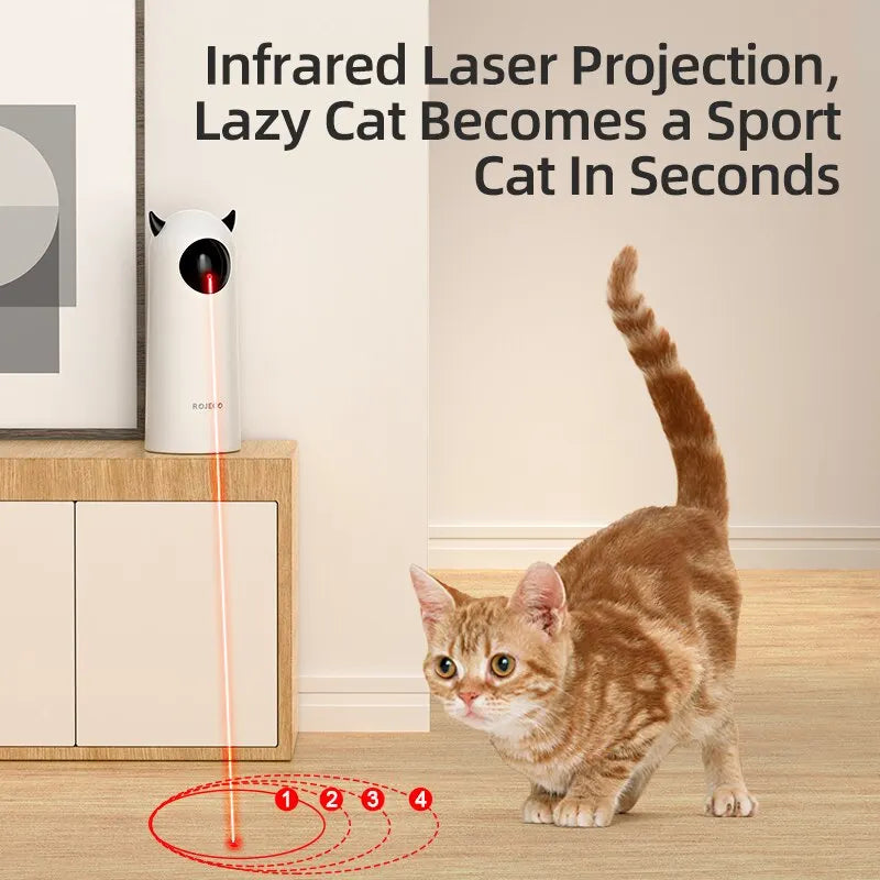 ROJECO Smart Laser Cat Toy – Interactive LED Teaser for Indoor Fun - GoPoofy